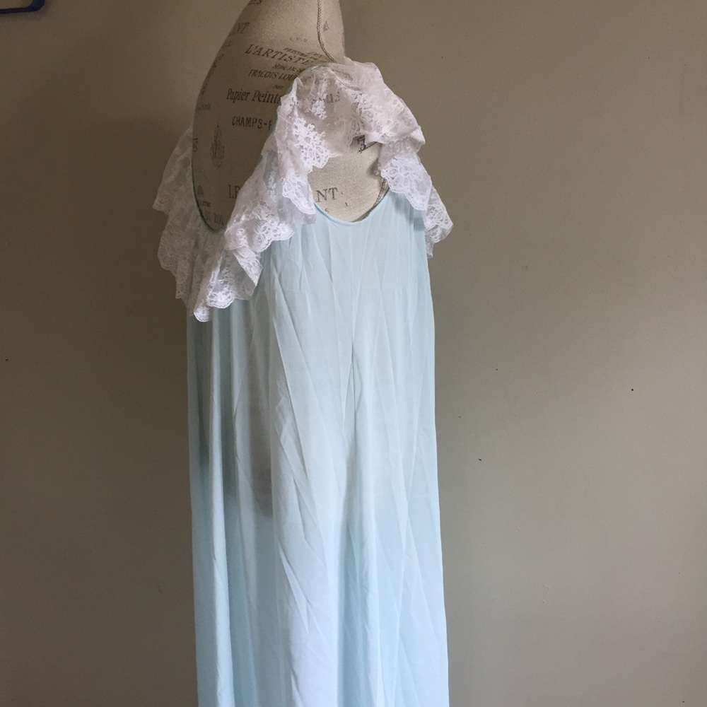 Vintage blue white lace slip dress m/ l - Picture 9 of 13